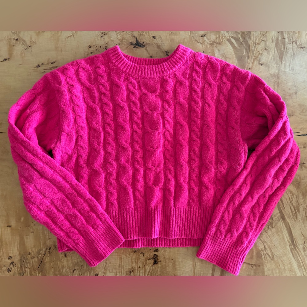 Hot Pink Cable Knit Sweater